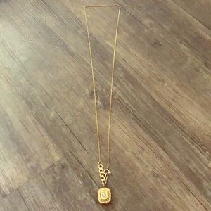 Gold extra long ID pendant necklace